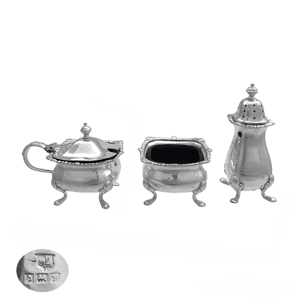 3 Piece Silver  Condiment Set 1951