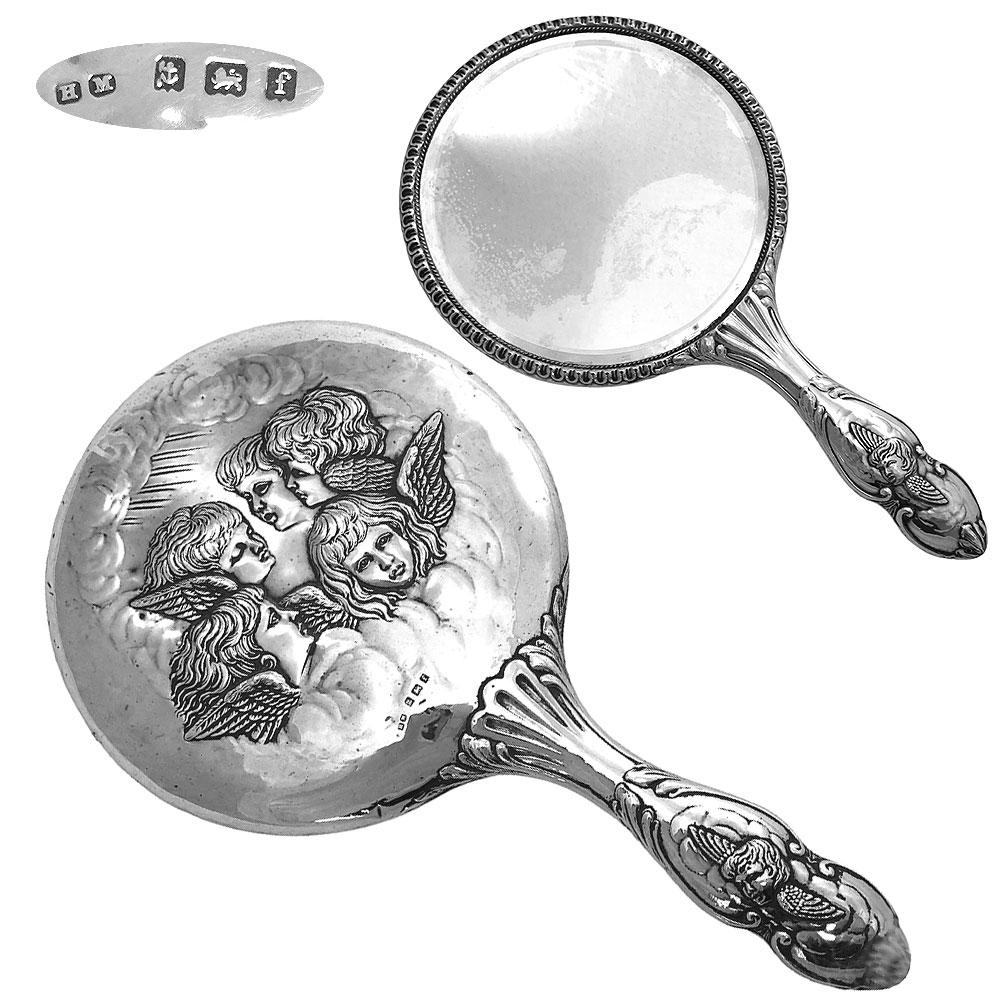 Sterling Silver Reynolds Angels Hand Mirror  1905