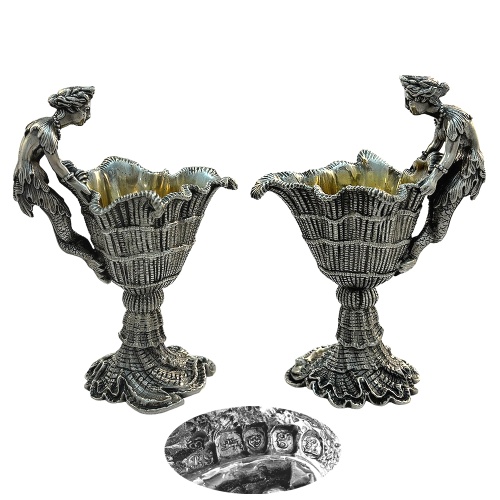 Pair of George IV Silver Figural Salts Garrard 1822